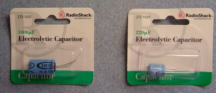 two electrolytic capacitors for John Bajak's flux cap
